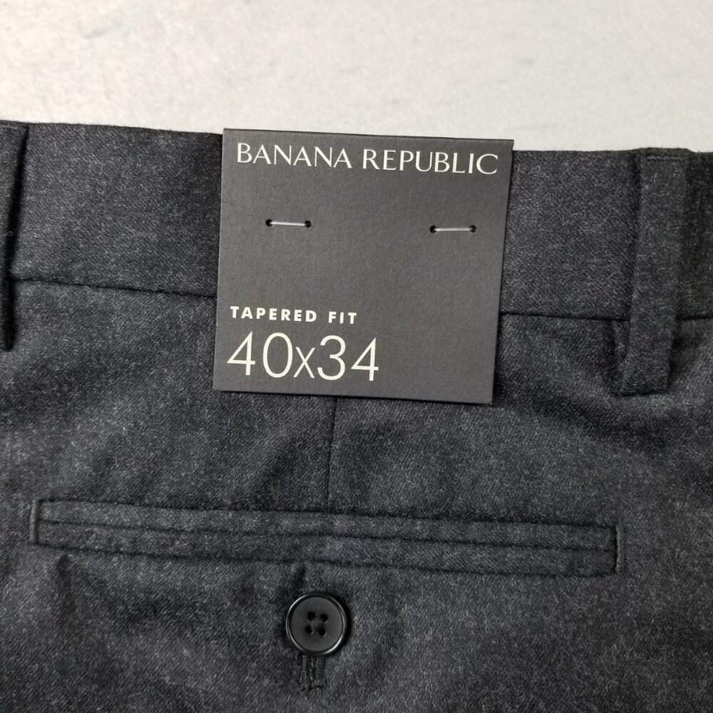 Banana Republic Pants Mens Gray Tapered Soft Virgin Wool Vitale Flannel 120's - Picture 2 of 12